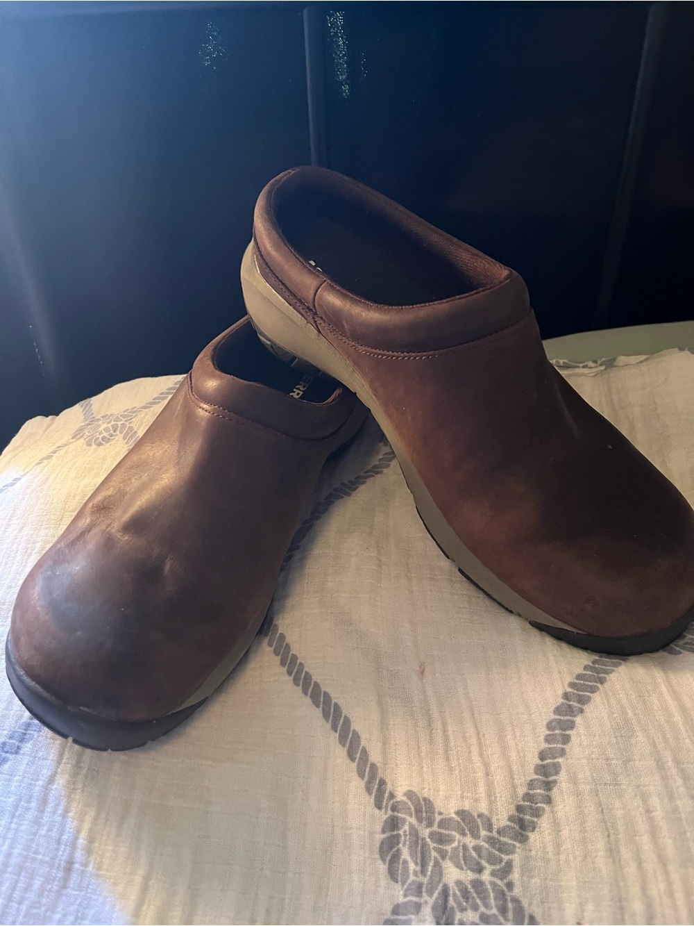Women’s Merrell Brown Leather Slip-On Clogs